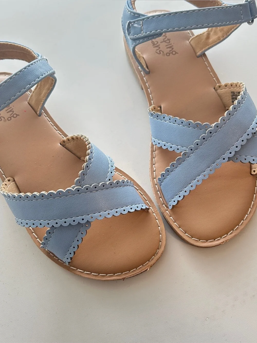 Jumping Beans Light Blue Girls Scalloped Strap Sandals Size 11